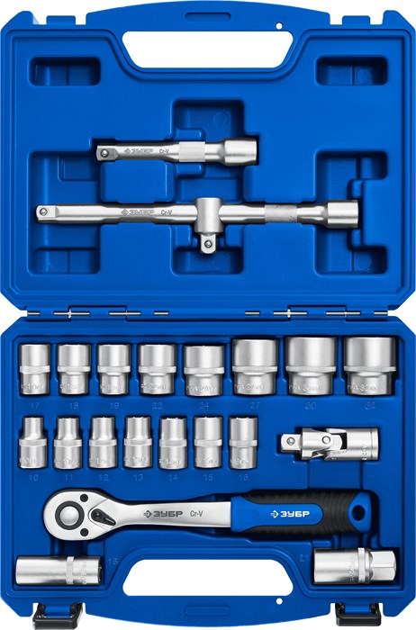 ЗУБР А-22, 22 предм., (1/2″), универсальный набор инструмента, Профессионал (27632-H22) 16009790 - фото 671837