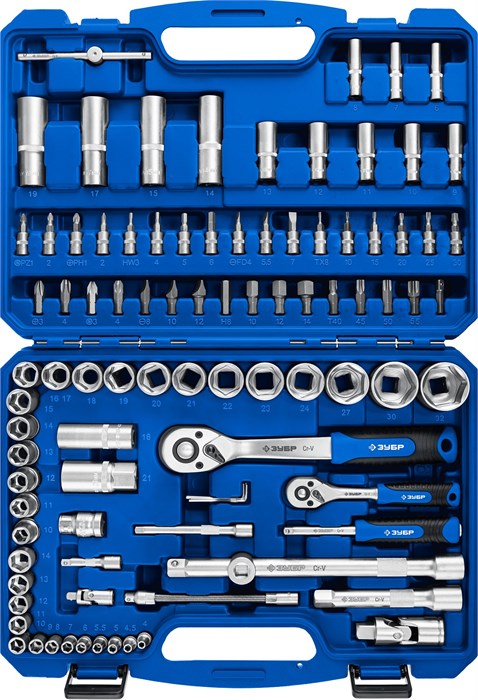 ЗУБР А-94, 94 предм., (1/2″ + 1/4″), универсальный набор инструмента, Профессионал (27635-H94) 16057220 - фото 672070