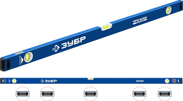 ЗУБР ПРО-М, 1500 мм, усиленный магнитный уровень, Профессионал (34589-150) 17031395 - фото 673832