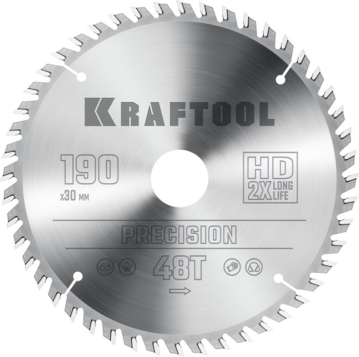 KRAFTOOL Precision, 190 х 30 мм, 48Т, пильный диск по дереву (36952-190-30) 19776507 - фото 675761