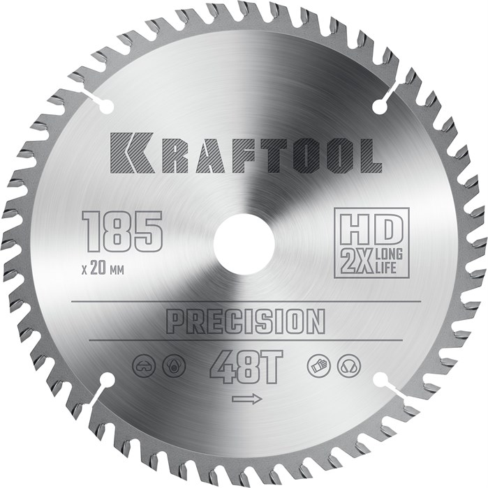 KRAFTOOL Precision, 185 x 20 мм, 48Т, пильный диск по дереву (36952-185-20) 19871414 - фото 675849