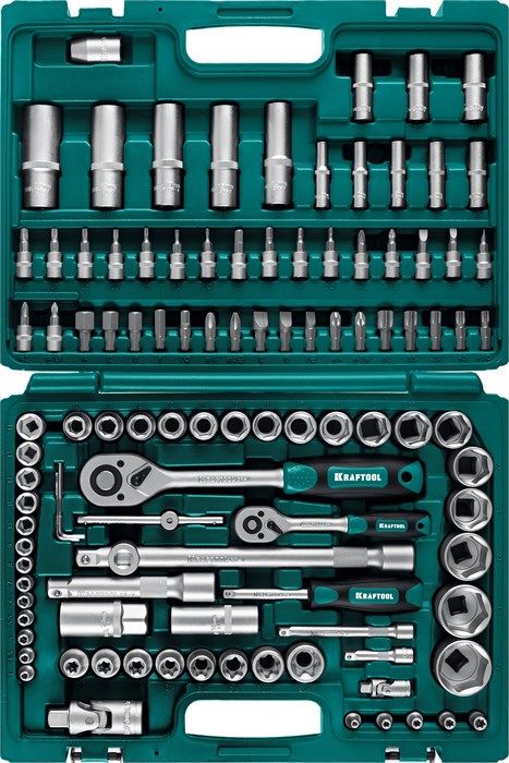 KRAFTOOL X-Drive 108, 108 предм., (1/2″+3/8″+1/4″), универсальный набор инструмента (27888-H108) 21521647 - фото 676743