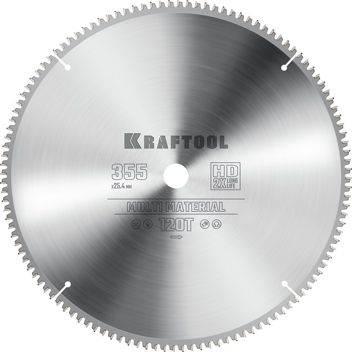 KRAFTOOL Multi Material, 355 х 25.4 мм, 120Т, пильный диск по алюминию (36953-355-25.4) 22766536 - фото 677523