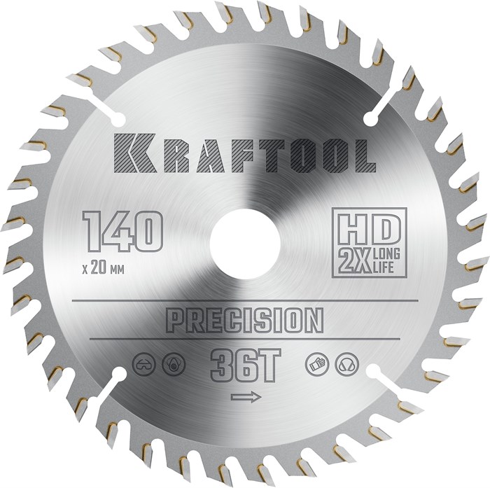 KRAFTOOL Precision, 140 х 20 мм, 36Т, пильный диск по дереву (36952-140-20) 23395216 - фото 677852