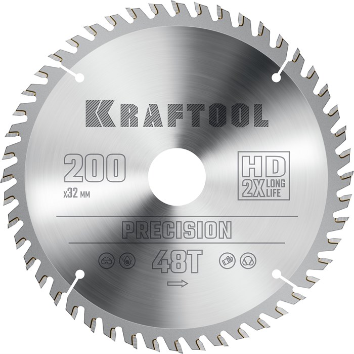 KRAFTOOL Precision, 200 х 32 мм, 48Т, пильный диск по дереву (36952-200-32) 23395224 - фото 677864