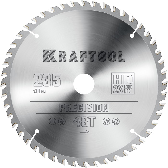 KRAFTOOL Precision, 235 х 30 мм, 48Т, пильный диск по дереву (36952-235-30) 23395227 - фото 677880