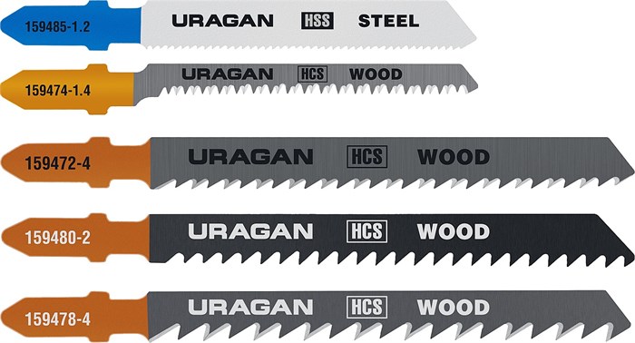 URAGAN T-хвост., по металлу/дереву, 5 шт, набор полотна для лобзика (159488-H5) 13069 - фото 687331