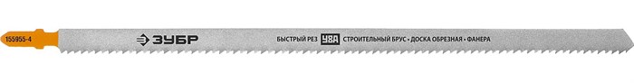 ЗУБР T225B, 2 шт, 225 мм / 3 мм, T-хвост., У8А сталь, по дереву и строительному брусу, полотна для лобзика, Профессионал (155955-4) 13204 - фото 687477