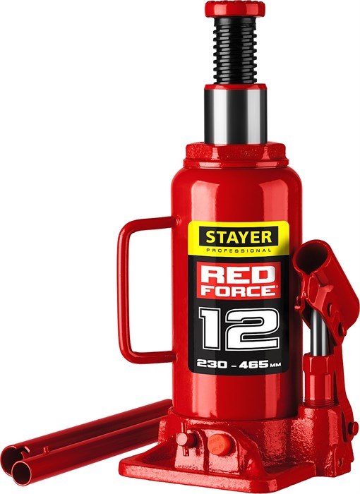 STAYER RED FORCE, 12 т, 230 - 465 мм, бутылочный гидравлический домкрат, Professional (43160-12) 18488 - фото 694556