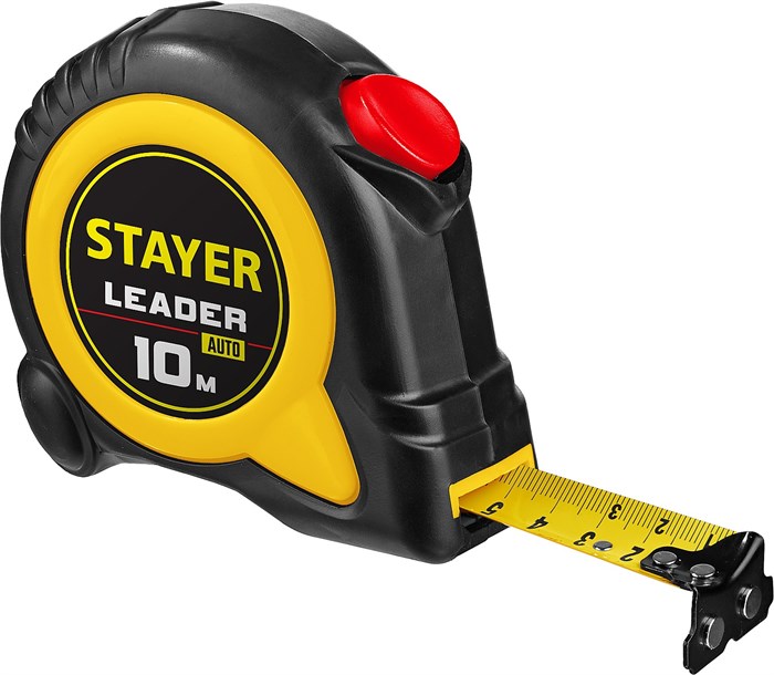 STAYER Leader, 10 м х 25 мм, рулетка с автостопом, Professional (3402-10-25) 18775 - фото 695294