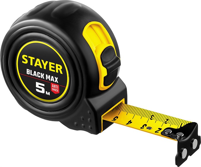 STAYER BlackMax, 5 м х 25 мм, рулетка с двумя фиксаторами, Professional (3410-05-25) 18820 - фото 695380