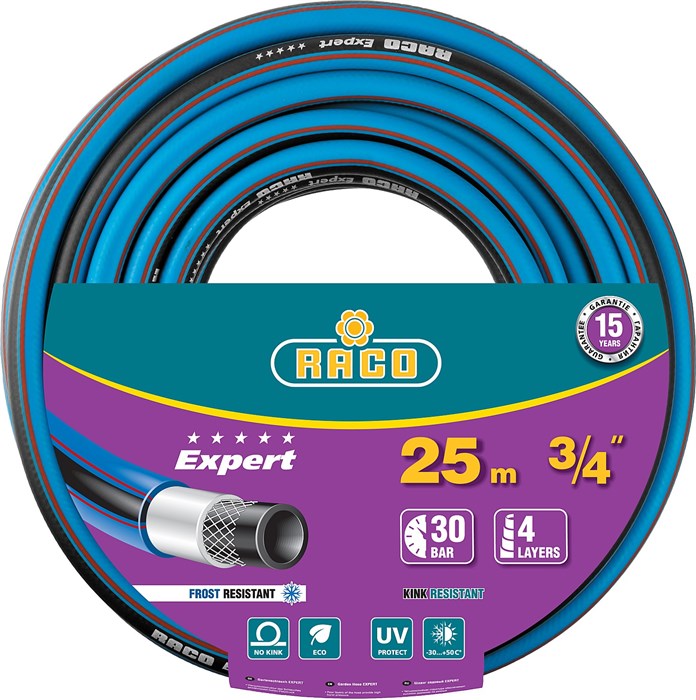 RACO EXPERT, 3/4″, 25 м, 30 атм, четырёхслойный, армированный, поливочный шланг (40302-3/4-25) 25049 - фото 705439