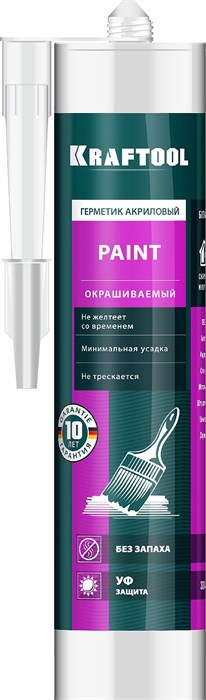 KRAFTOOL PAINT, 300 мл, белый, универсальный акриловый герметик (41251-0) 30758 - фото 713812