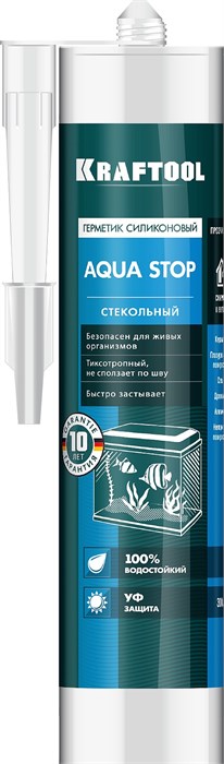 KRAFTOOL Aqua stop, 300 мл, прозрачный, стекольный силиконовый герметик (41256-2) 30763 - фото 713817