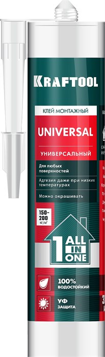 KRAFTOOL UNIVERSAL, 310 мл, белый, универсальный монтажный клей (41341) 30785 - фото 713834