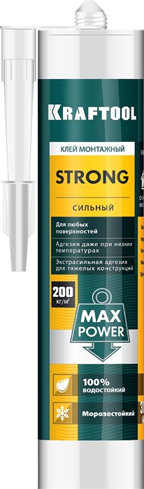 KRAFTOOL STRONG, 310 мл, белый, суперсильный монтажный клей (41343) 30787 - фото 713836