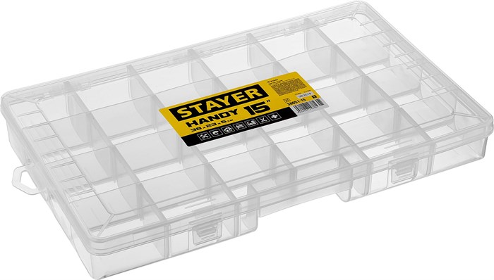 STAYER HANDY-15, 380 x 230 x 50 мм, (15″), пластиковый органайзер с 18 ячейками (38051-15) 31327 - фото 714396