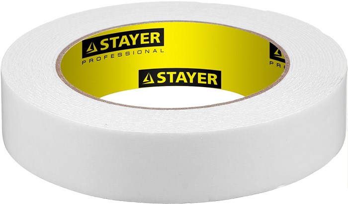 STAYER 25 мм, 5 м, белая, на вспененной основе, двухсторонняя клейкая лента, Professional (12231-25-05) 31611 - фото 714874