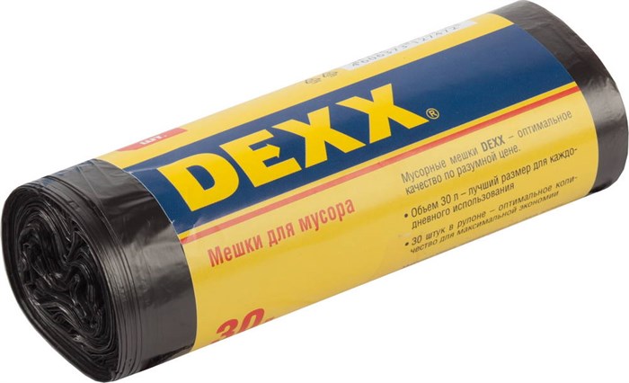 DEXX 30 л, 30 шт, черные, мусорные мешки (39150-30) 31702 - фото 715117