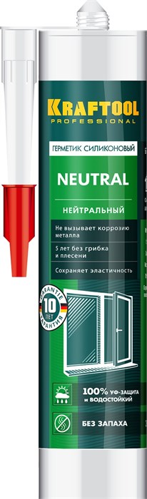 KRAFTOOL Neutral, 300 мл, белый, нейтральный силиконовый герметик (41257-0) 7142830 - фото 722647