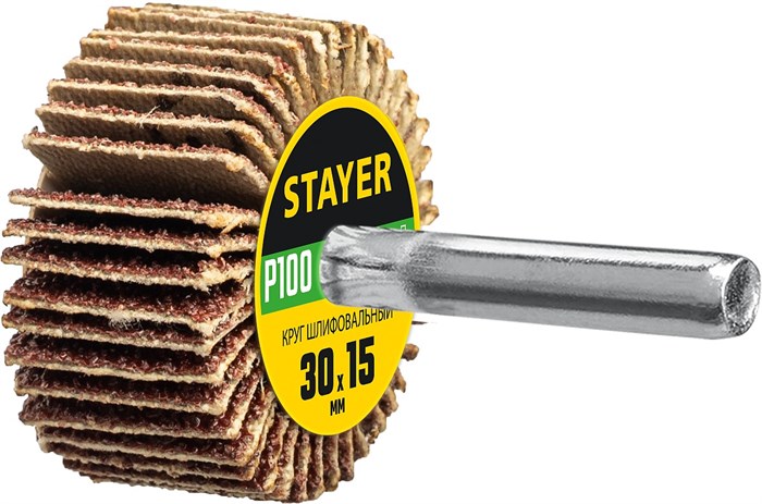 STAYER d 30 x 15 мм, P100, на шпильке d 6 мм, круг шлифовальный лепестковый (36606-100) 8787917 - фото 723723