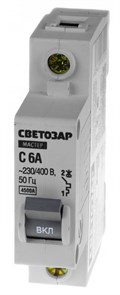 СВЕТОЗАР 1P, 6А, C, 4.5кА, автоматический выключатель (49060-06-С) 32922