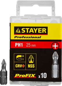 STAYER ProFix PH1 25 мм, 10 шт, набор бит, Professional (26201-1-25-10) 20631