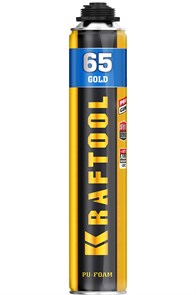 KRAFTOOL GOLD 65, 850 мл, выход до 65 л, мелкопористая, пистолетная всесезонная, SVS, не залипающий клапан, монтажная пена (41194) 30819